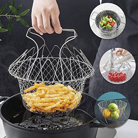 Multipurpose Foldable Stainless Steel Fry Basket