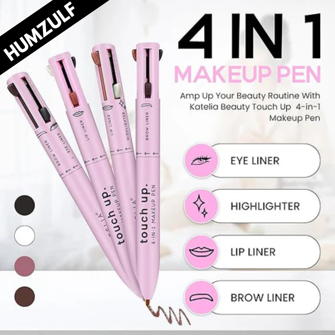 4 In 1 Waterproof Makeup Pen (Eyebrow Pencil, Long Lasting Easy Lip Color, Highlighter, Eyeliner Pen)