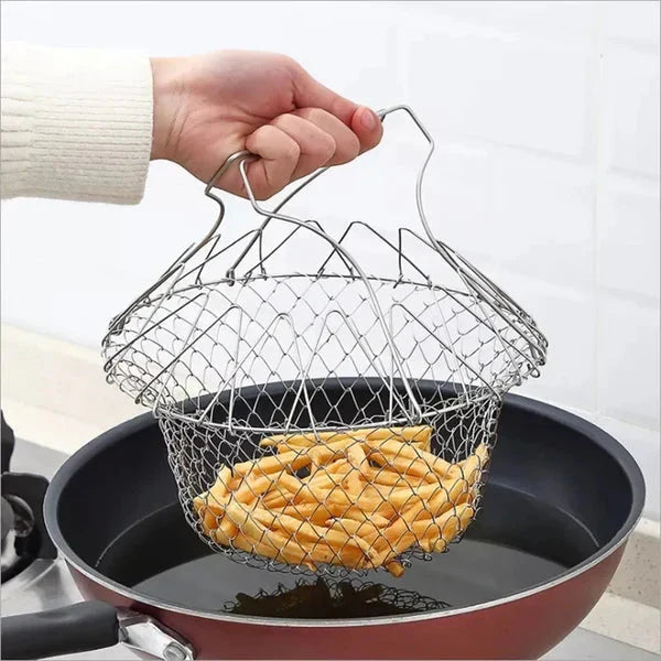 Multipurpose Foldable Stainless Steel Fry Basket