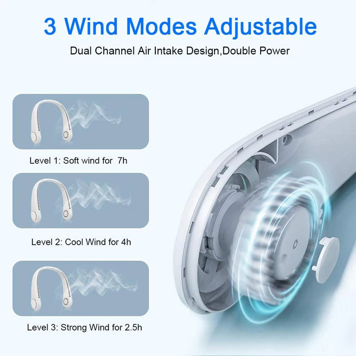 Rechargeable Portable Hanging Neck Fan (Imported)