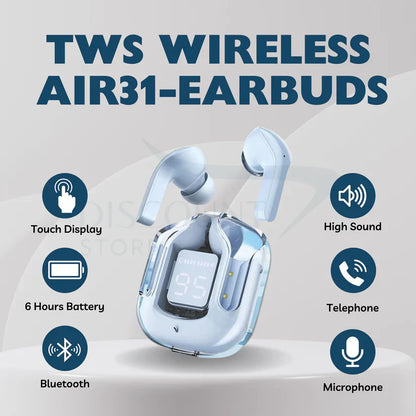 Air31 Earbuds Wireless Crystal Transparent Body