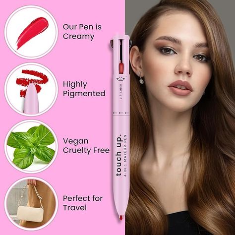 4 In 1 Waterproof Makeup Pen (Eyebrow Pencil, Long Lasting Easy Lip Color, Highlighter, Eyeliner Pen)